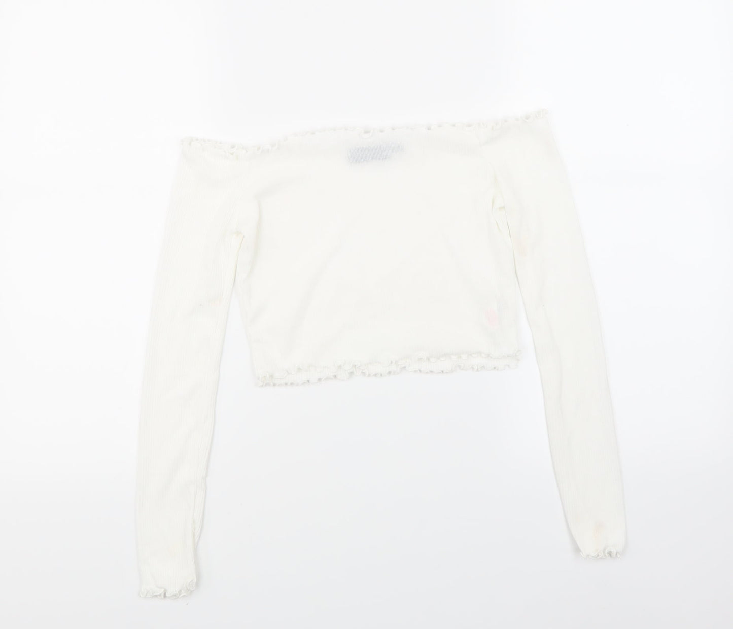 Womens UK Size 6 PRETTYLITTLETHING White Cropped T-Shirt