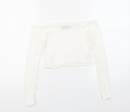 Womens UK Size 6 PRETTYLITTLETHING White Cropped T-Shirt