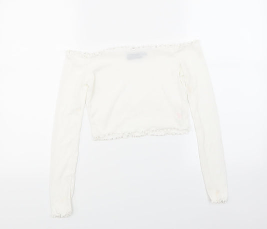 Womens UK Size 6 PRETTYLITTLETHING White Cropped T-Shirt