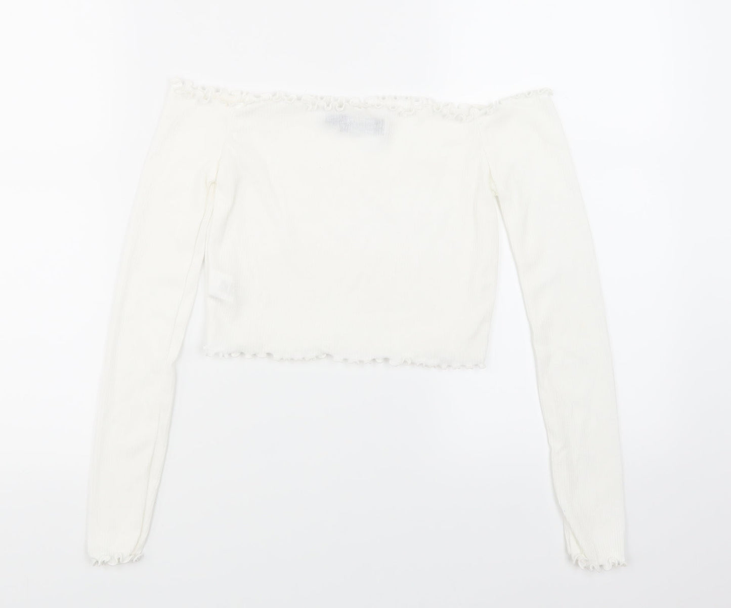 Womens UK Size 6 PRETTYLITTLETHING White Cropped T-Shirt