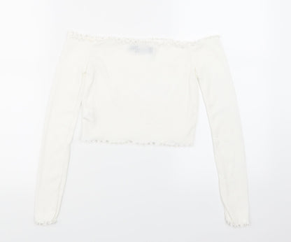 Womens UK Size 6 PRETTYLITTLETHING White Cropped T-Shirt