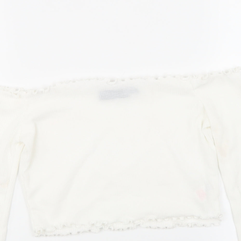 Womens UK Size 6 PRETTYLITTLETHING White Cropped T-Shirt