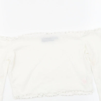 Womens UK Size 6 PRETTYLITTLETHING White Cropped T-Shirt