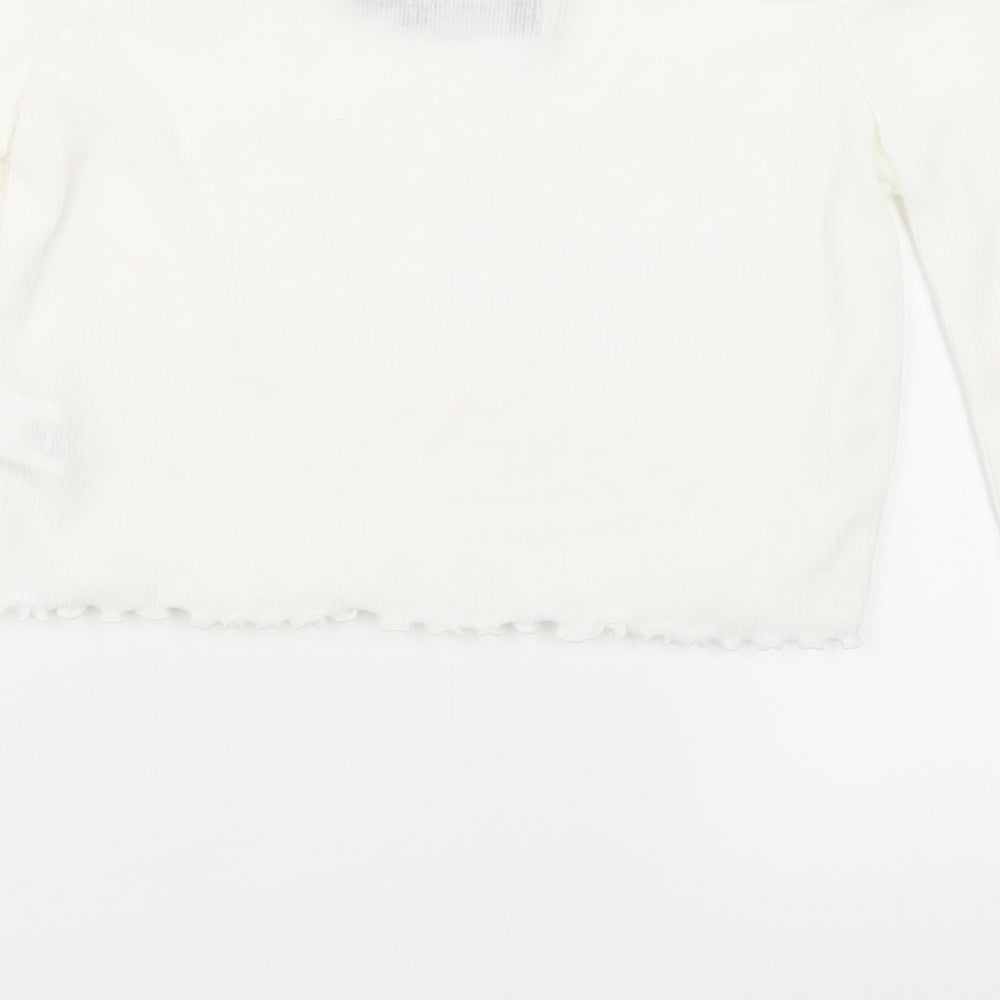 Womens UK Size 6 PRETTYLITTLETHING White Cropped T-Shirt