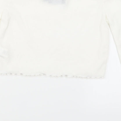 Womens UK Size 6 PRETTYLITTLETHING White Cropped T-Shirt