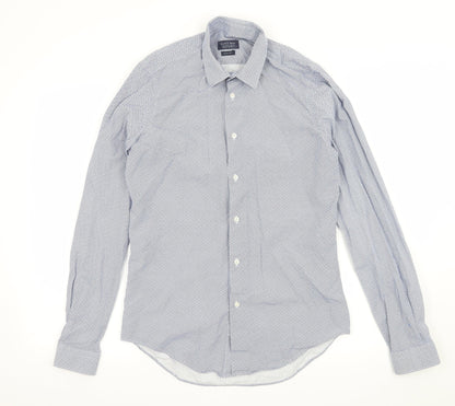 Zara Mens Blue Geometric   Button-Up Size S