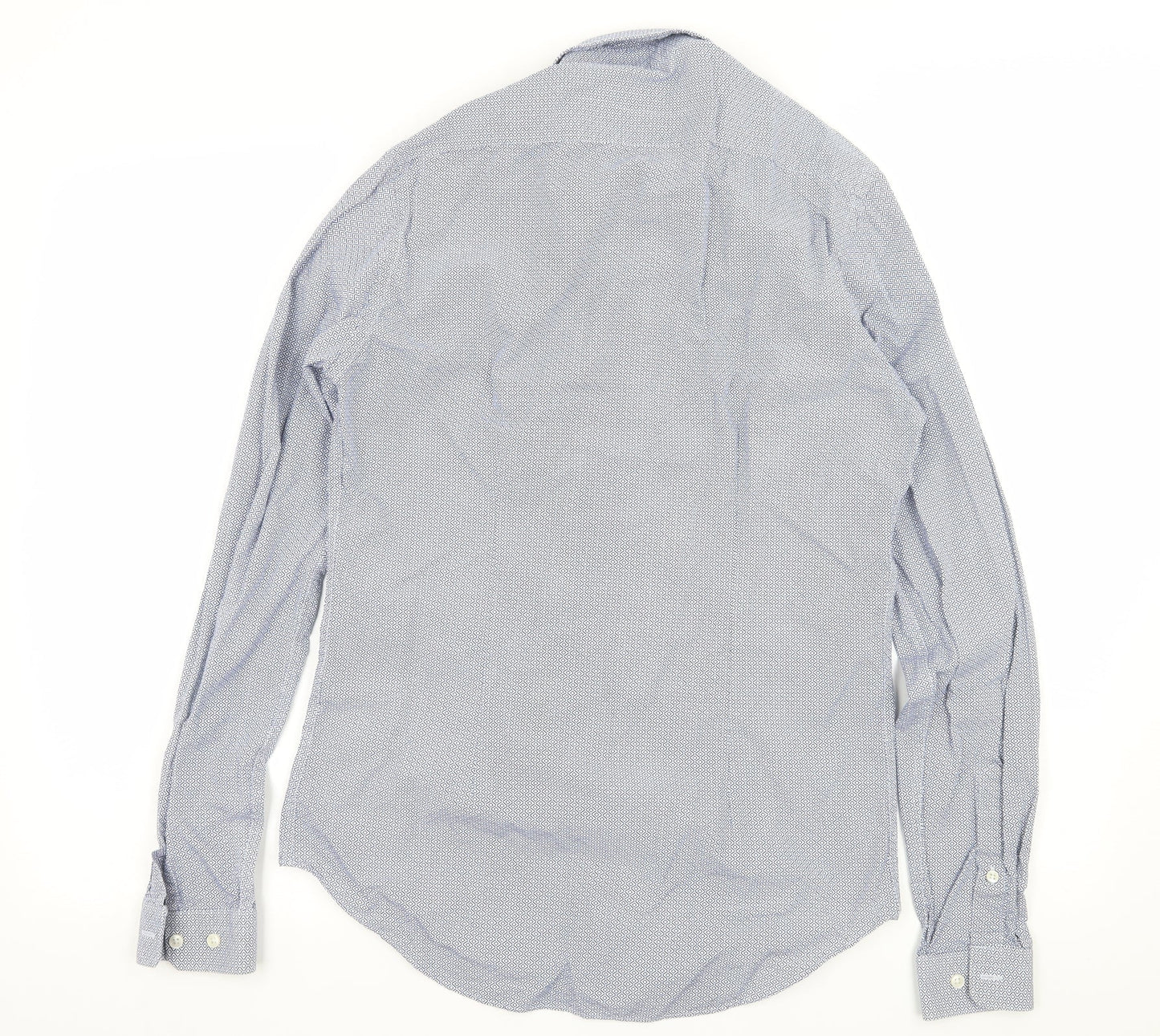 Zara Mens Blue Geometric   Button-Up Size S