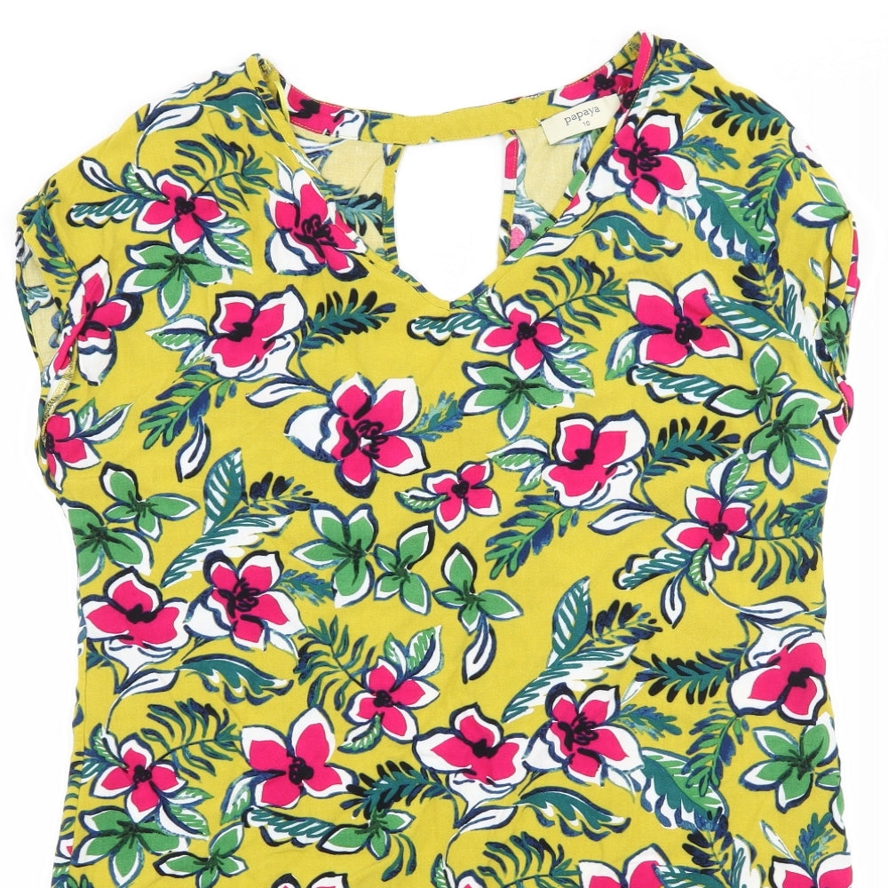 Womens UK Size 10 Papaya Green Basic Blouse