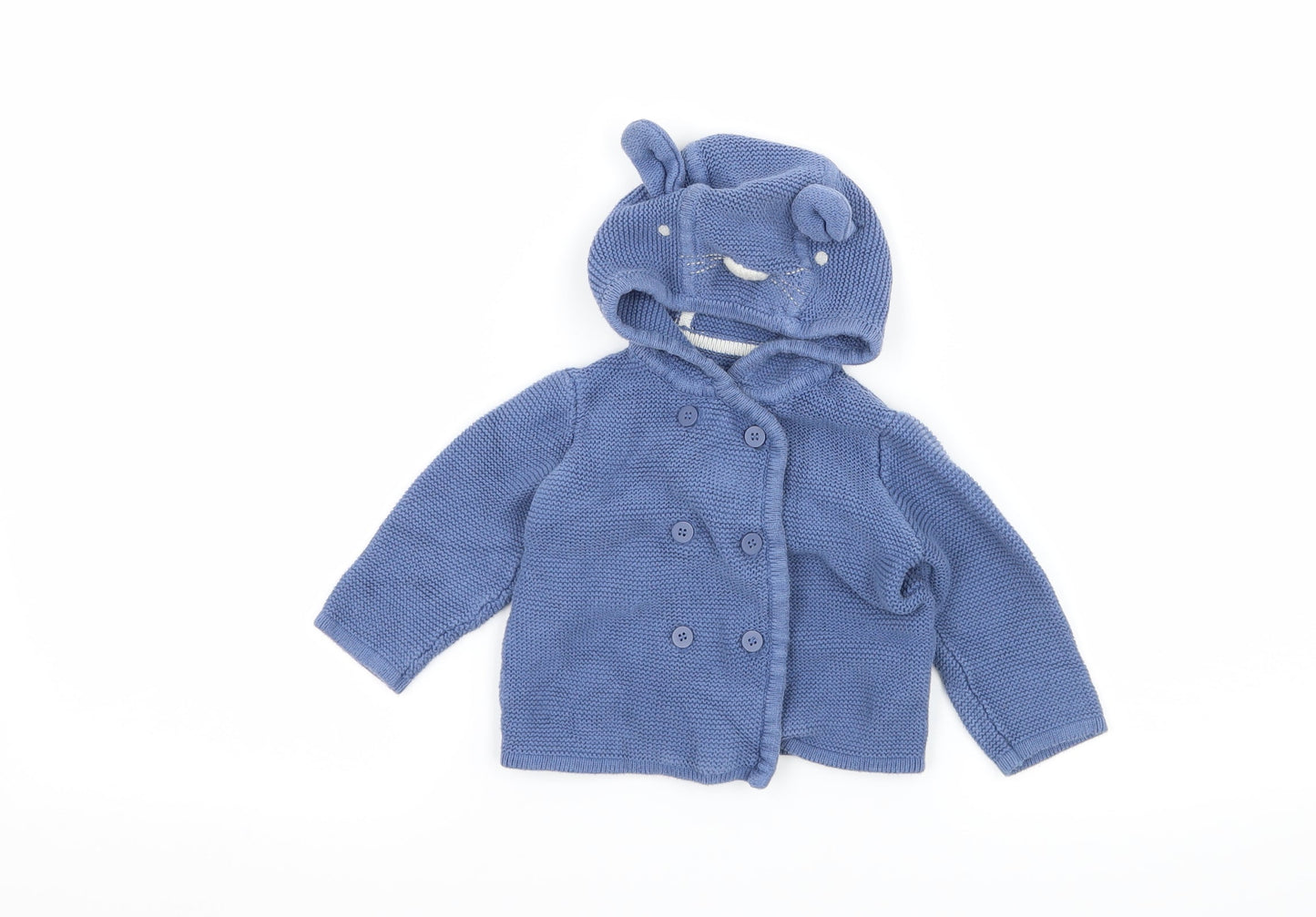 Mothercare Boys Blue  Knit Jacket  Size 3-6 Months  - Bear