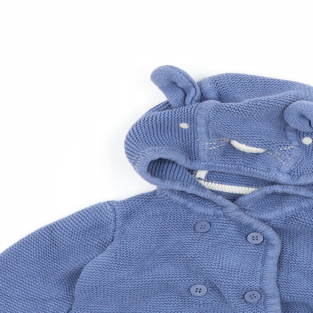 Mothercare Boys Blue  Knit Jacket  Size 3-6 Months  - Bear