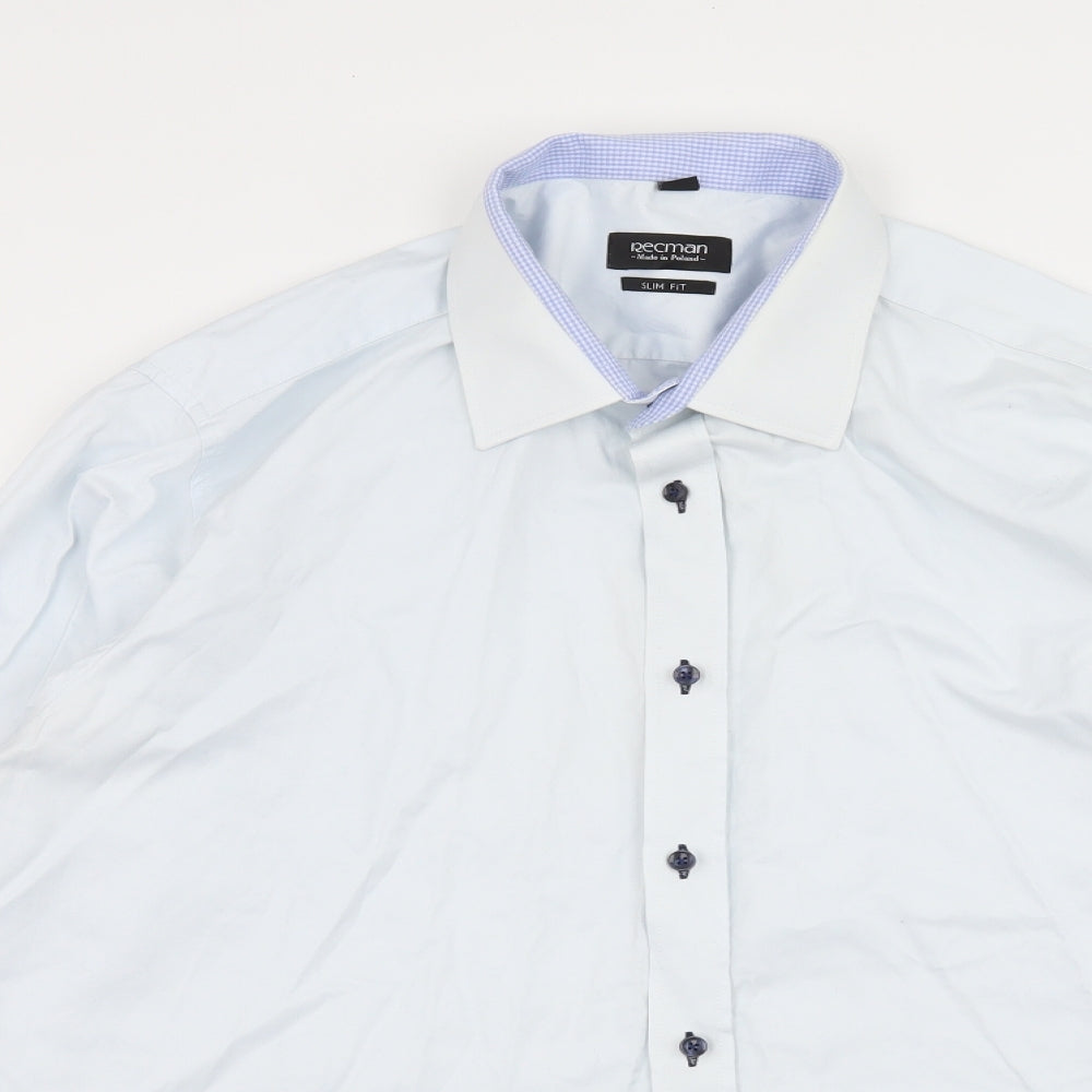 Recman Mens Blue    Button-Up Size L