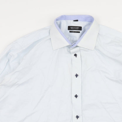 Recman Mens Blue    Button-Up Size L