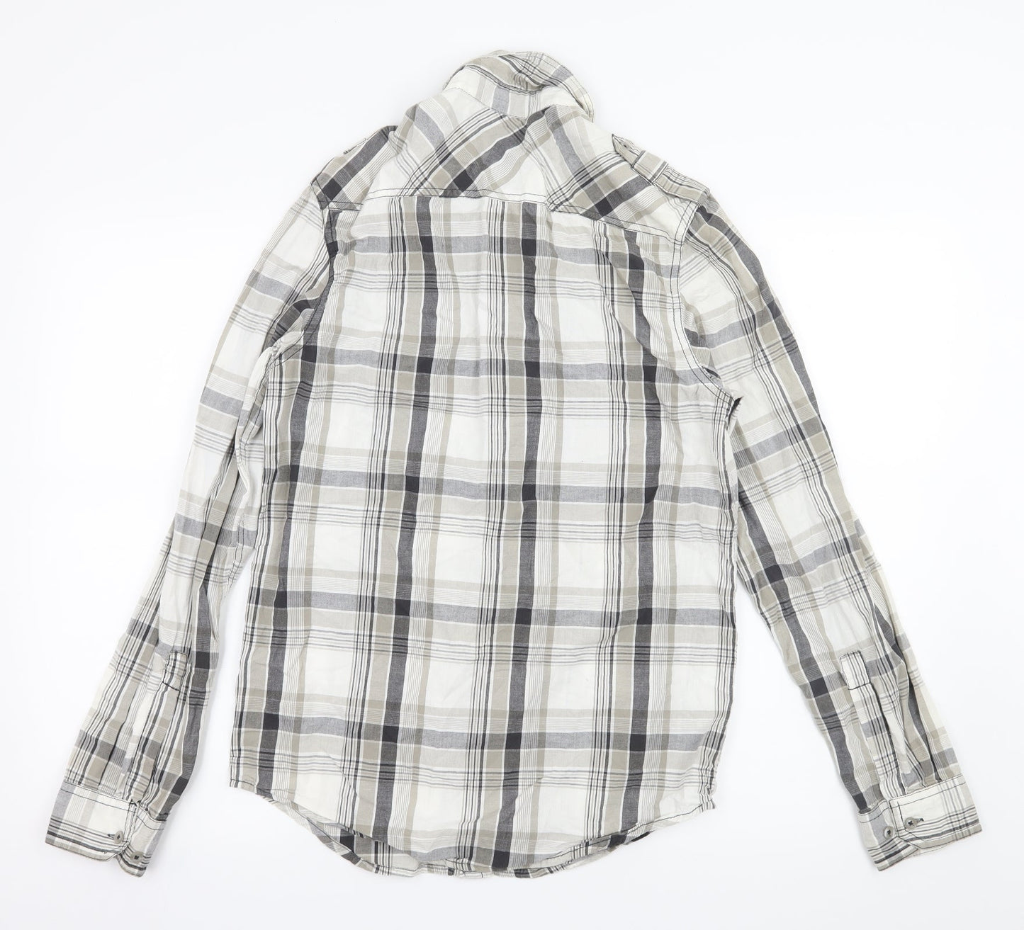 Cedar Wood State Mens White Plaid   Button-Up Size S