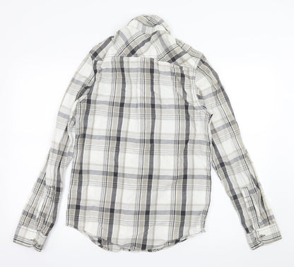 Cedar Wood State Mens White Plaid   Button-Up Size S