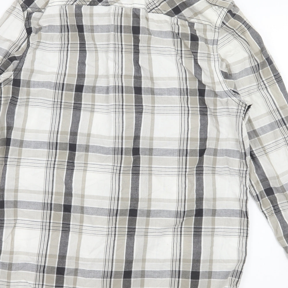 Cedar Wood State Mens White Plaid   Button-Up Size S