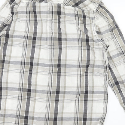 Cedar Wood State Mens White Plaid   Button-Up Size S