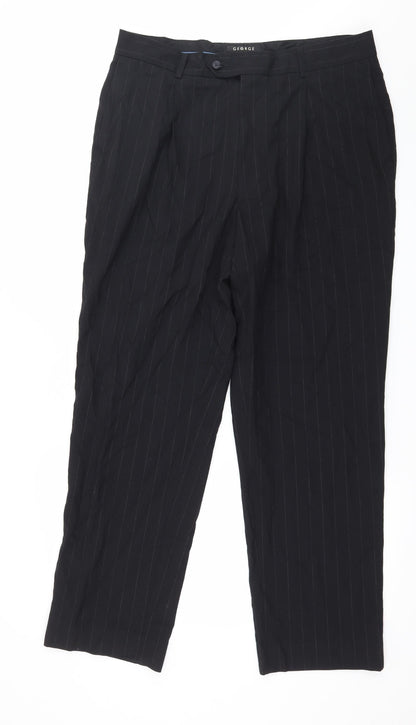 George Mens Black Striped  Trousers  Size 36 in L31 in