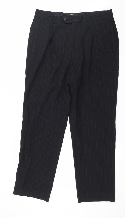 George Mens Black Striped  Trousers  Size 36 in L31 in