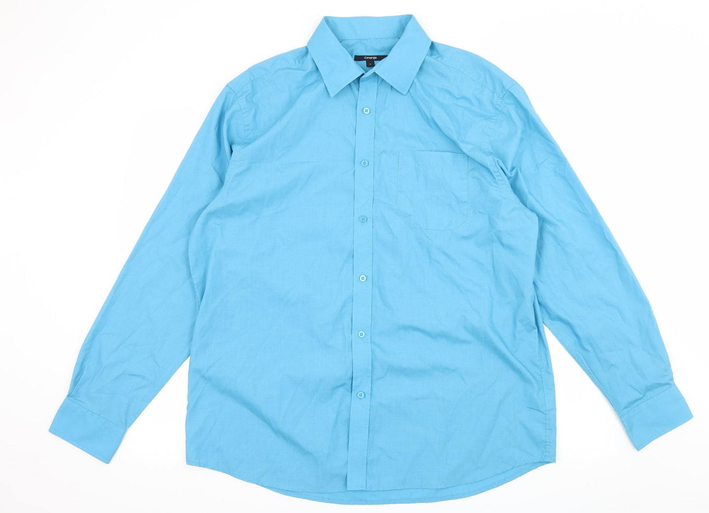 George Mens Blue    Button-Up Size 17