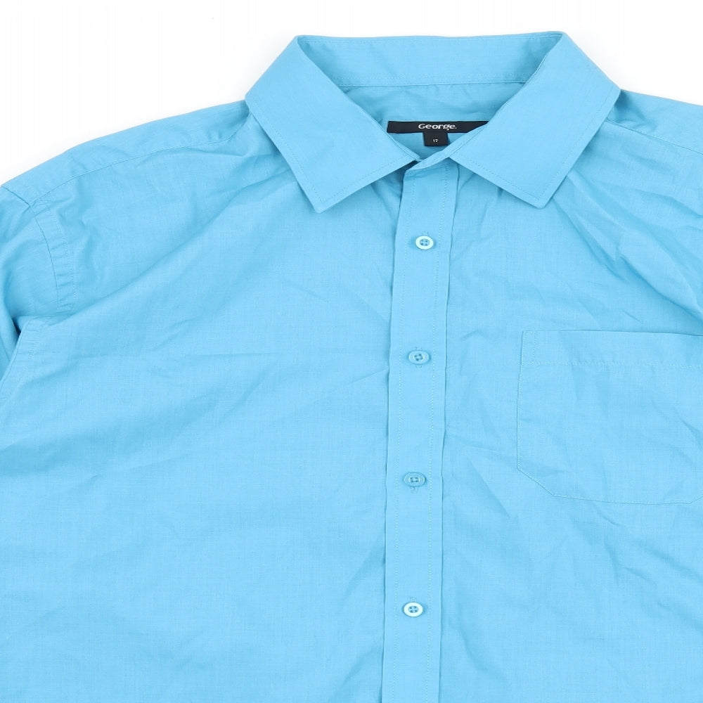 George Mens Blue    Button-Up Size 17