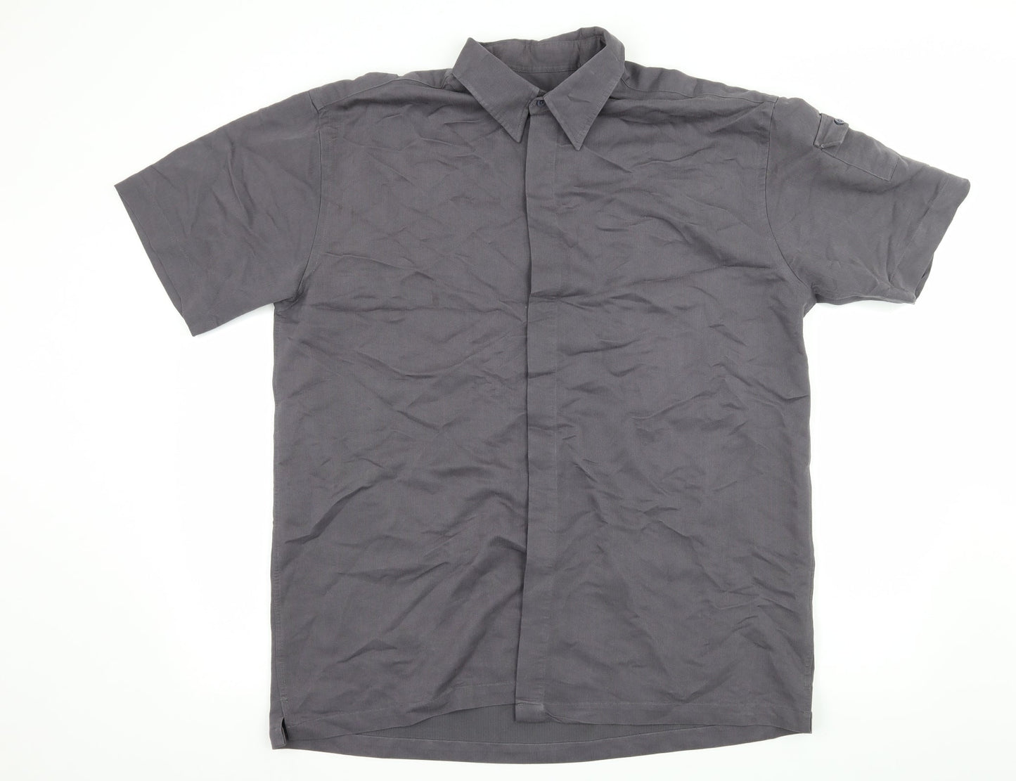 Mens UK Size L Ciro Citterio Grey  Button-Up Short Sleeve Casual Shirt
