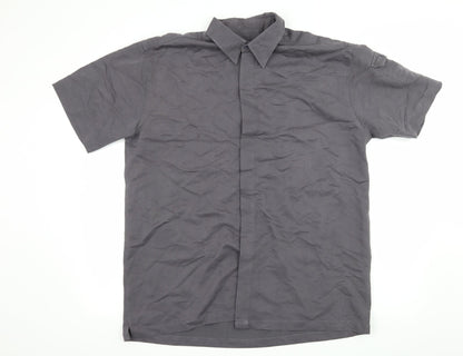 Mens UK Size L Ciro Citterio Grey  Button-Up Short Sleeve Casual Shirt