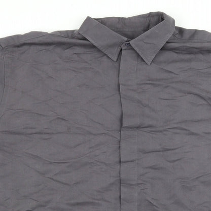 Mens UK Size L Ciro Citterio Grey  Button-Up Short Sleeve Casual Shirt