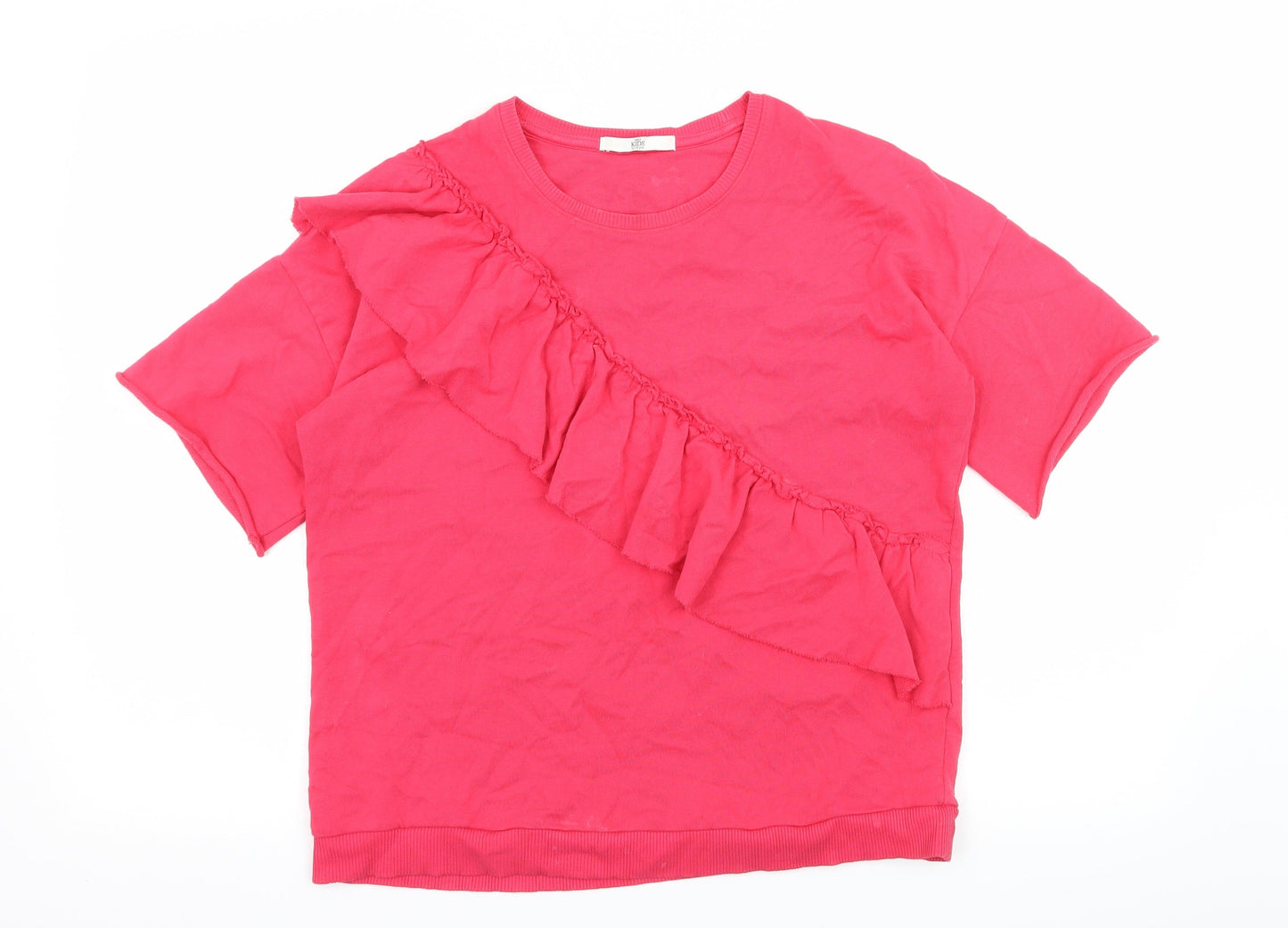 Marks and Spencer Girls Pink  Jersey Pullover Sweatshirt Size 12-13 Years  - Frill Detail
