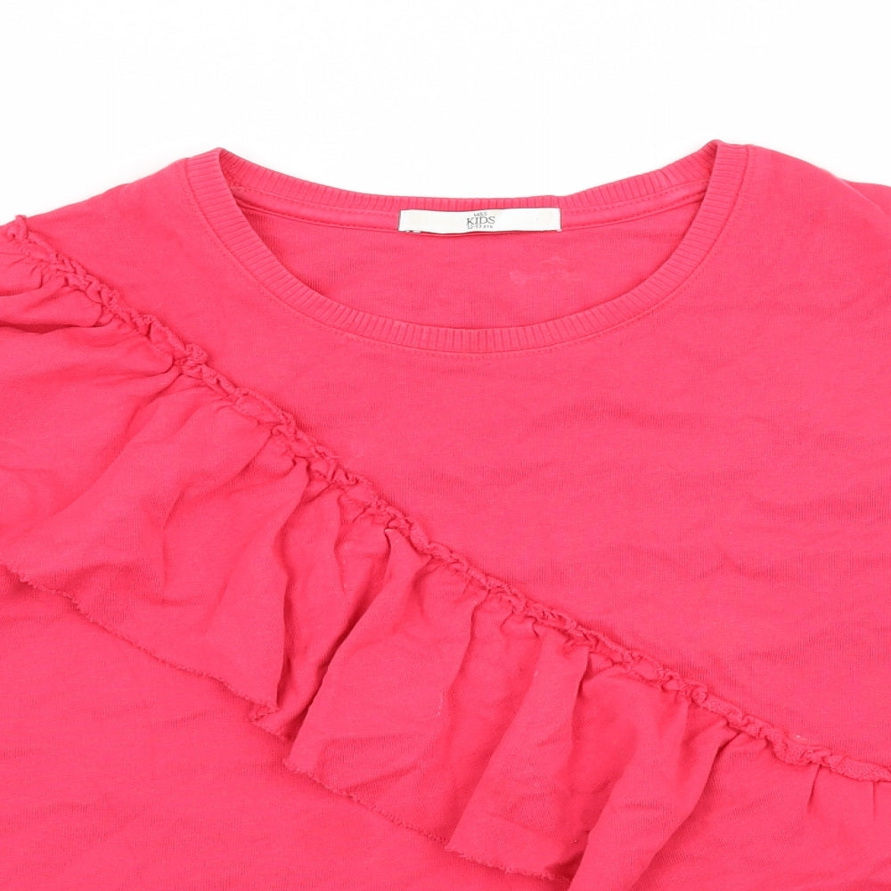 Marks and Spencer Girls Pink  Jersey Pullover Sweatshirt Size 12-13 Years  - Frill Detail