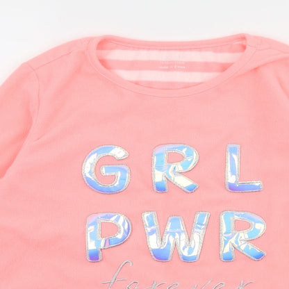 Primark Girls Pink Geometric Fleece Top Pyjama Top Size 11-12 Years  - Girl Power