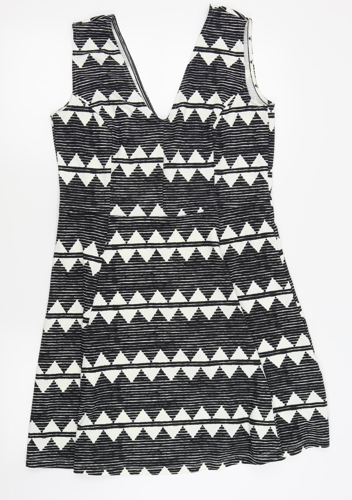 H&M Womens Black Geometric  Fit & Flare  Size 14