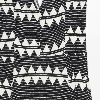 H&M Womens Black Geometric  Fit & Flare  Size 14