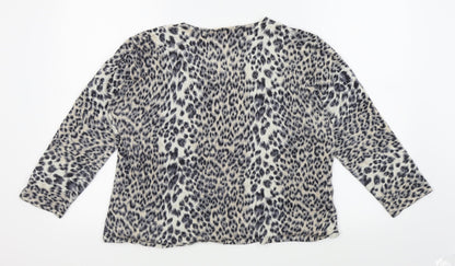 CC Womens Grey Animal Print  Basic T-Shirt Size XL