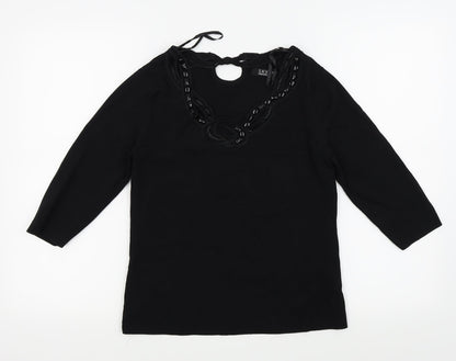 Womens UK Size 2 Sky Designs Black Basic T-Shirt