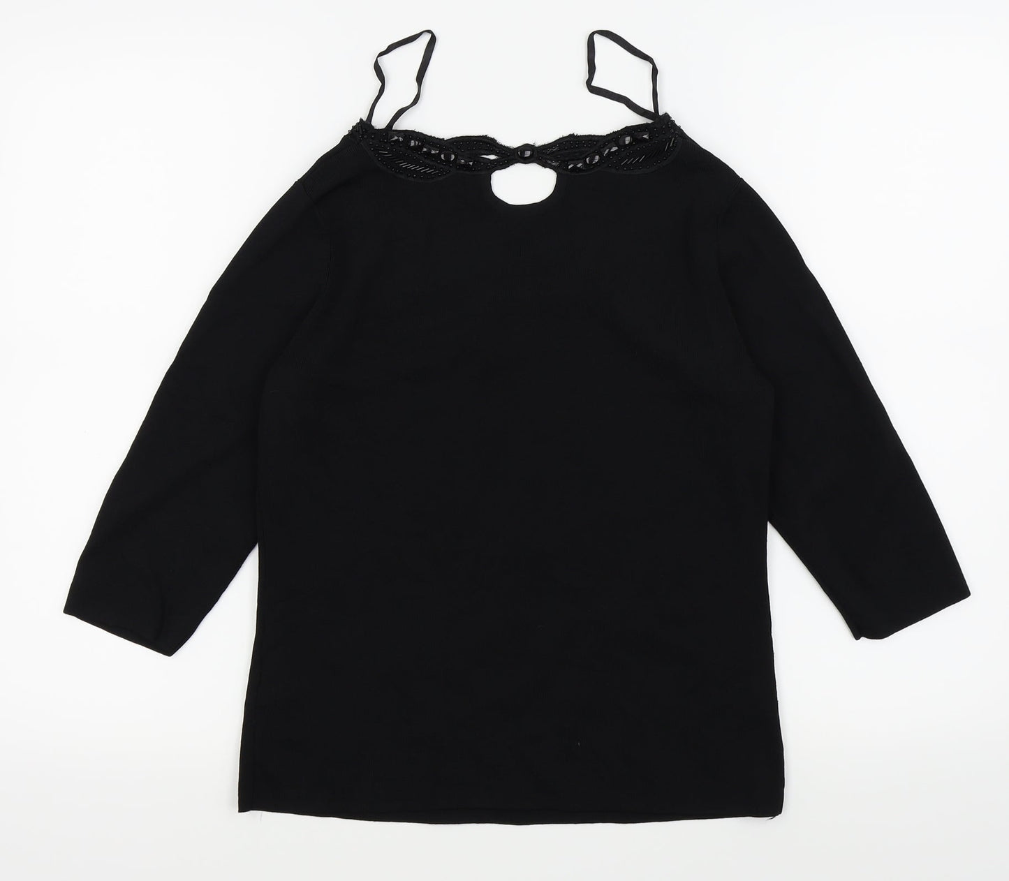 Womens UK Size 2 Sky Designs Black Basic T-Shirt