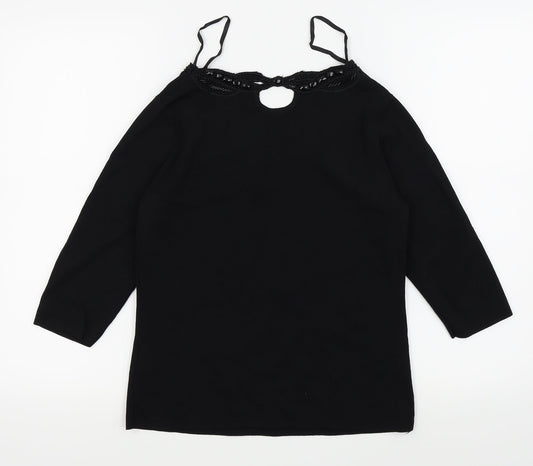 Womens UK Size 2 Sky Designs Black Basic T-Shirt