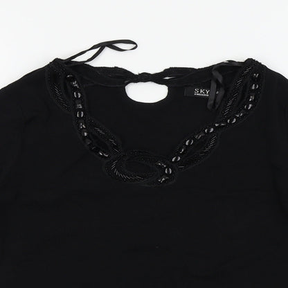 Womens UK Size 2 Sky Designs Black Basic T-Shirt