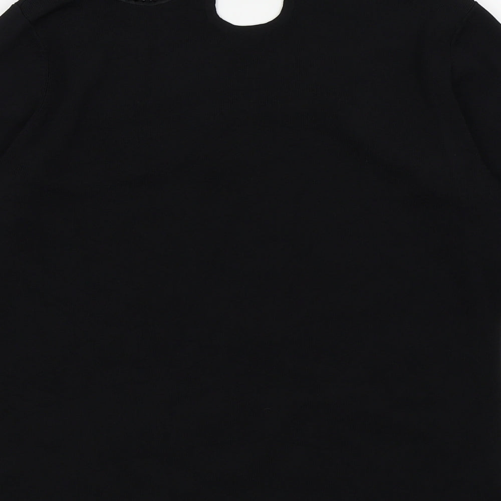 Womens UK Size 2 Sky Designs Black Basic T-Shirt