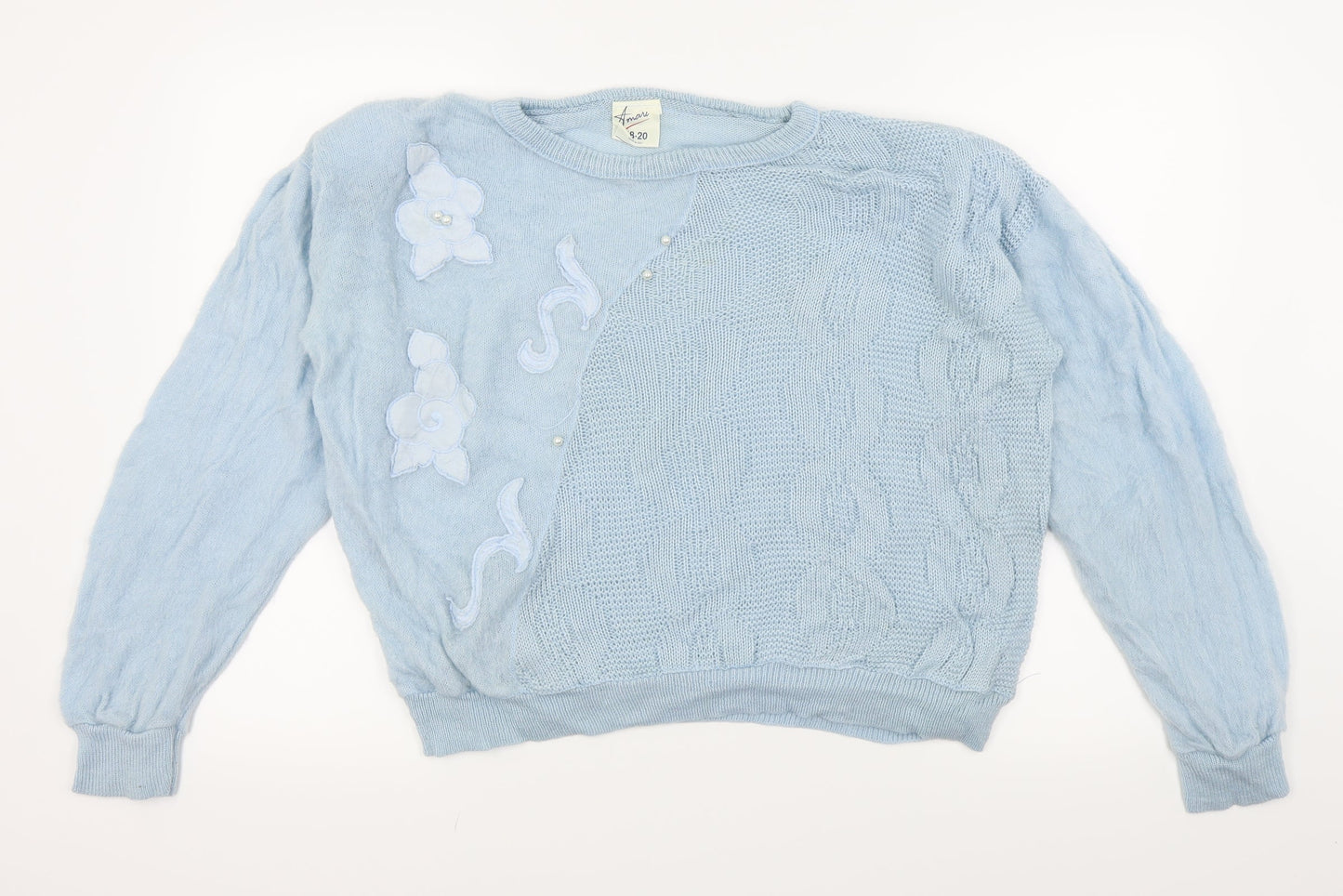 amari Womens Blue Floral  Pullover Jumper Size 18