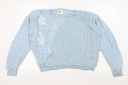 amari Womens Blue Floral  Pullover Jumper Size 18