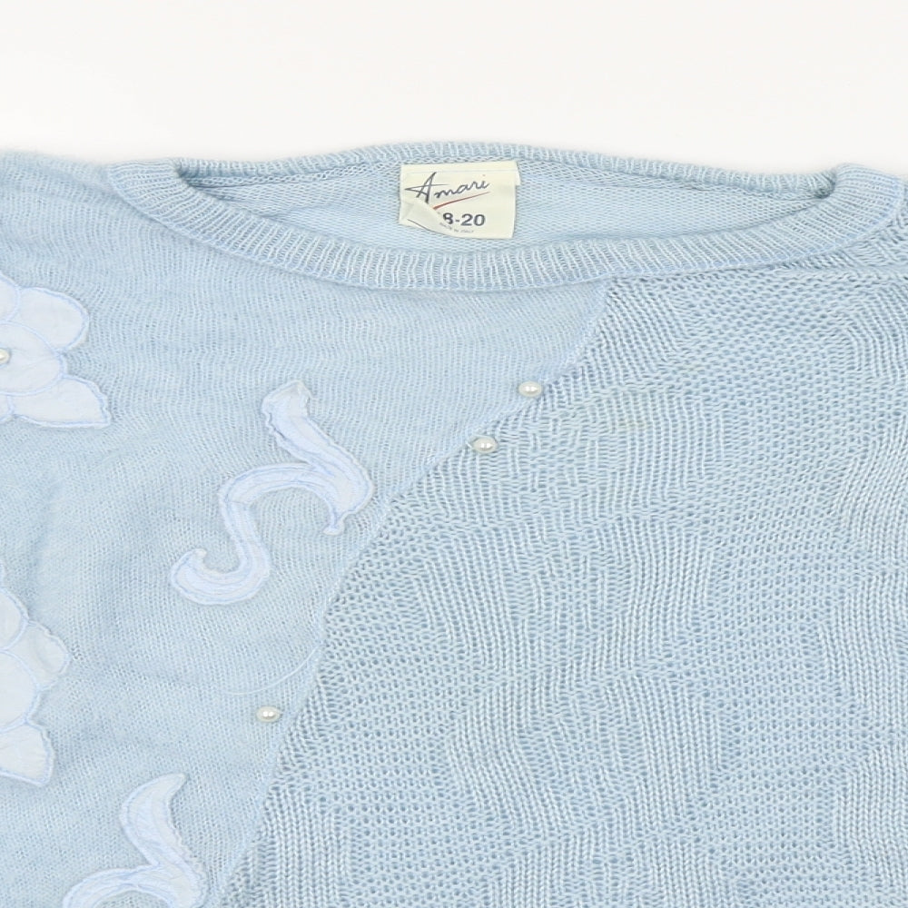 amari Womens Blue Floral  Pullover Jumper Size 18