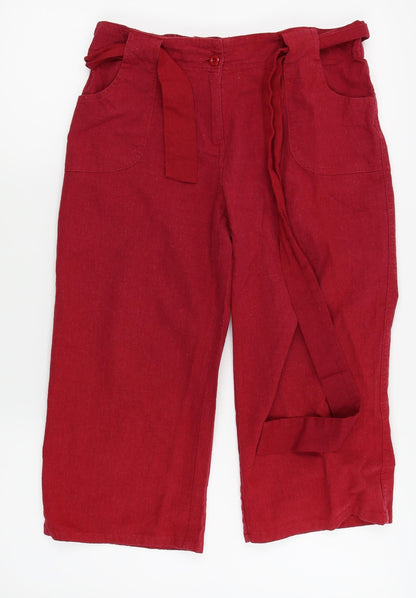 Womens UK Size 12 Mia Moda Regular Fit Capri Red Trousers