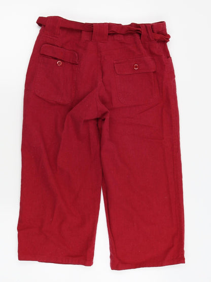 Womens UK Size 12 Mia Moda Regular Fit Capri Red Trousers
