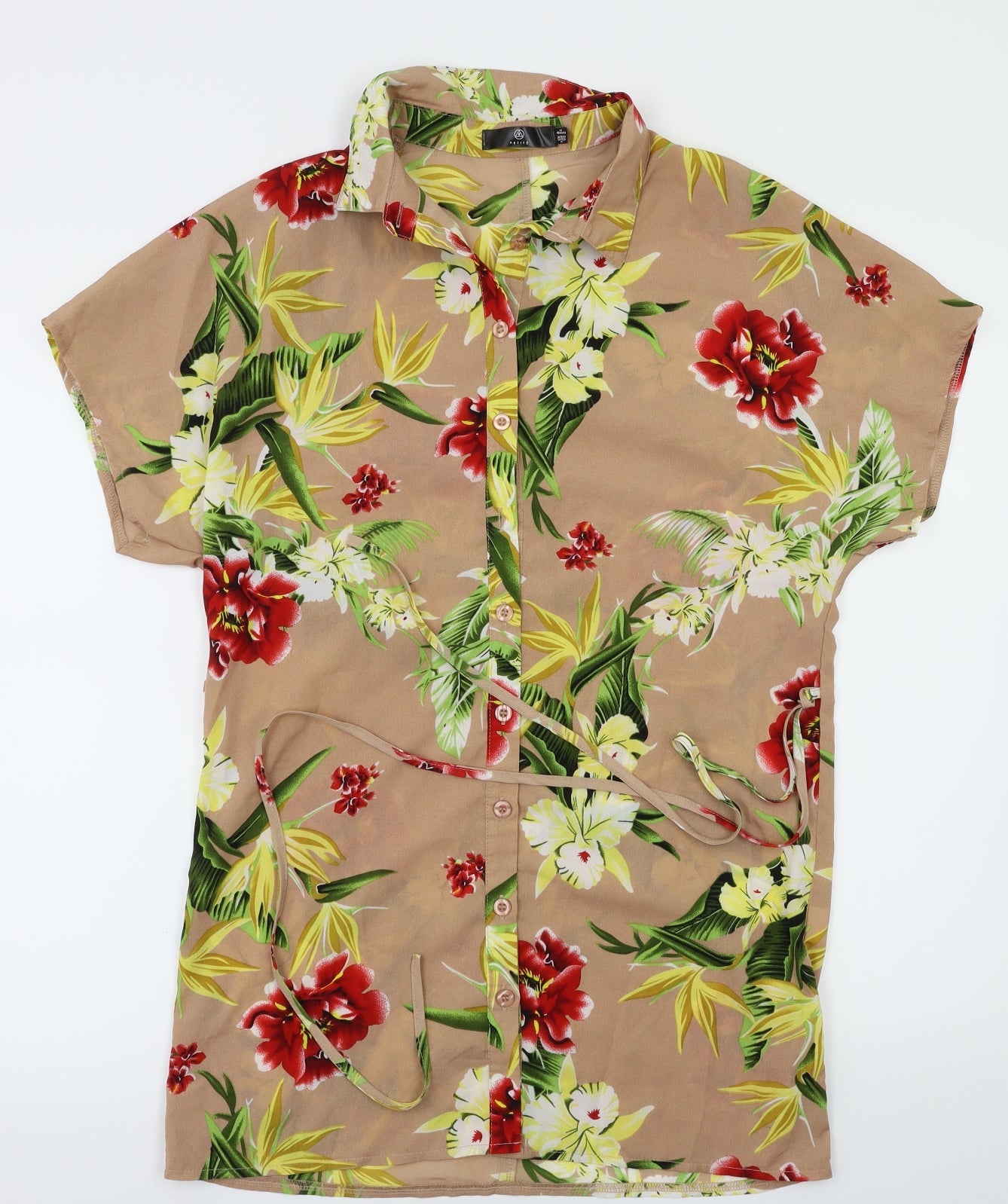 Miss Guided Womens Beige Floral  Basic T-Shirt Size 6