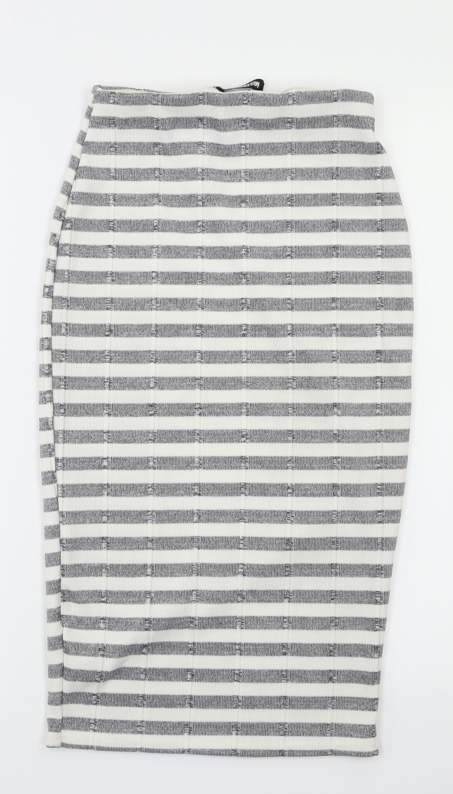 Miss Guided Womens White Striped  A-Line Skirt Size 8  - Stretch waistband