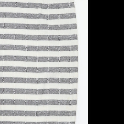 Miss Guided Womens White Striped  A-Line Skirt Size 8  - Stretch waistband