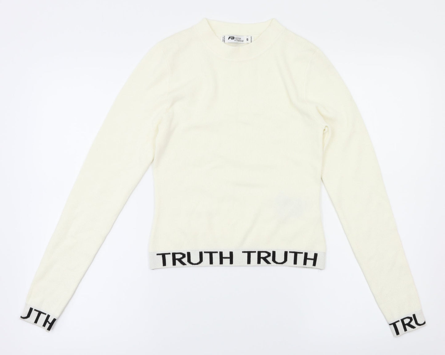 FB Sister Knitwear Girls White   Pullover Jumper Size S