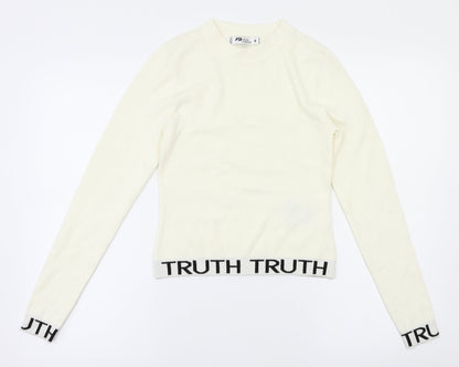 FB Sister Knitwear Girls White   Pullover Jumper Size S