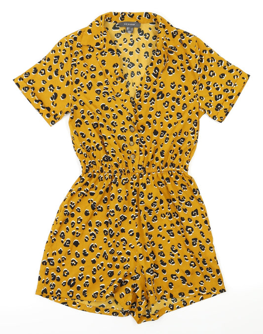 Primark Womens Orange Animal Print  Bodysuit One-Piece Size 4