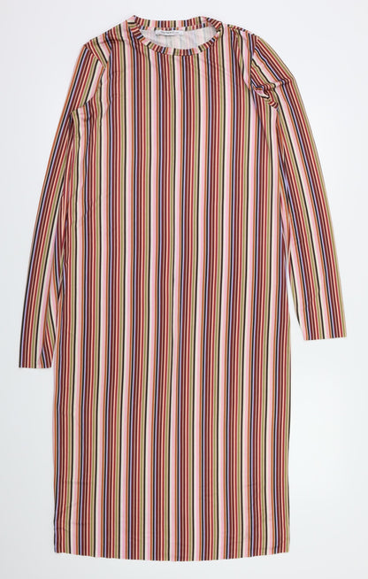Zara Womens Multicoloured Striped  Fit & Flare  Size S